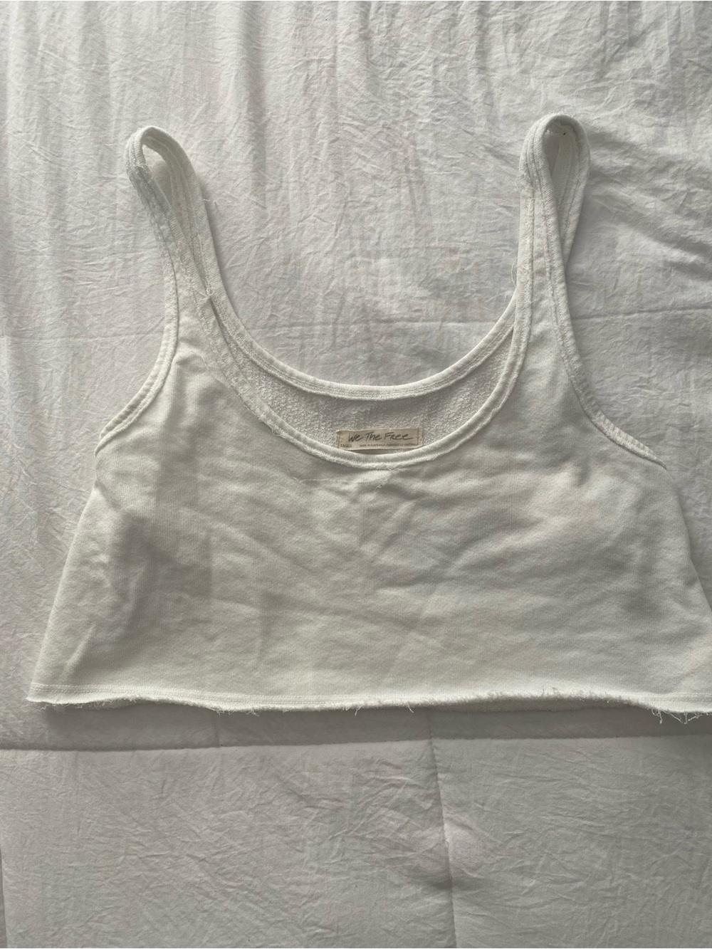 We The Free White Ribbed Cropped Tank